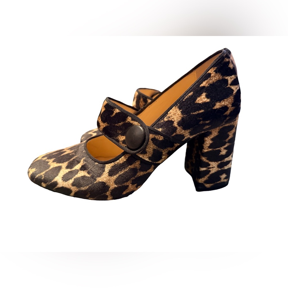 Tuckernuck Velvet Leopard Print Mary Jane Block Heel Pumps - Worn ONCE!